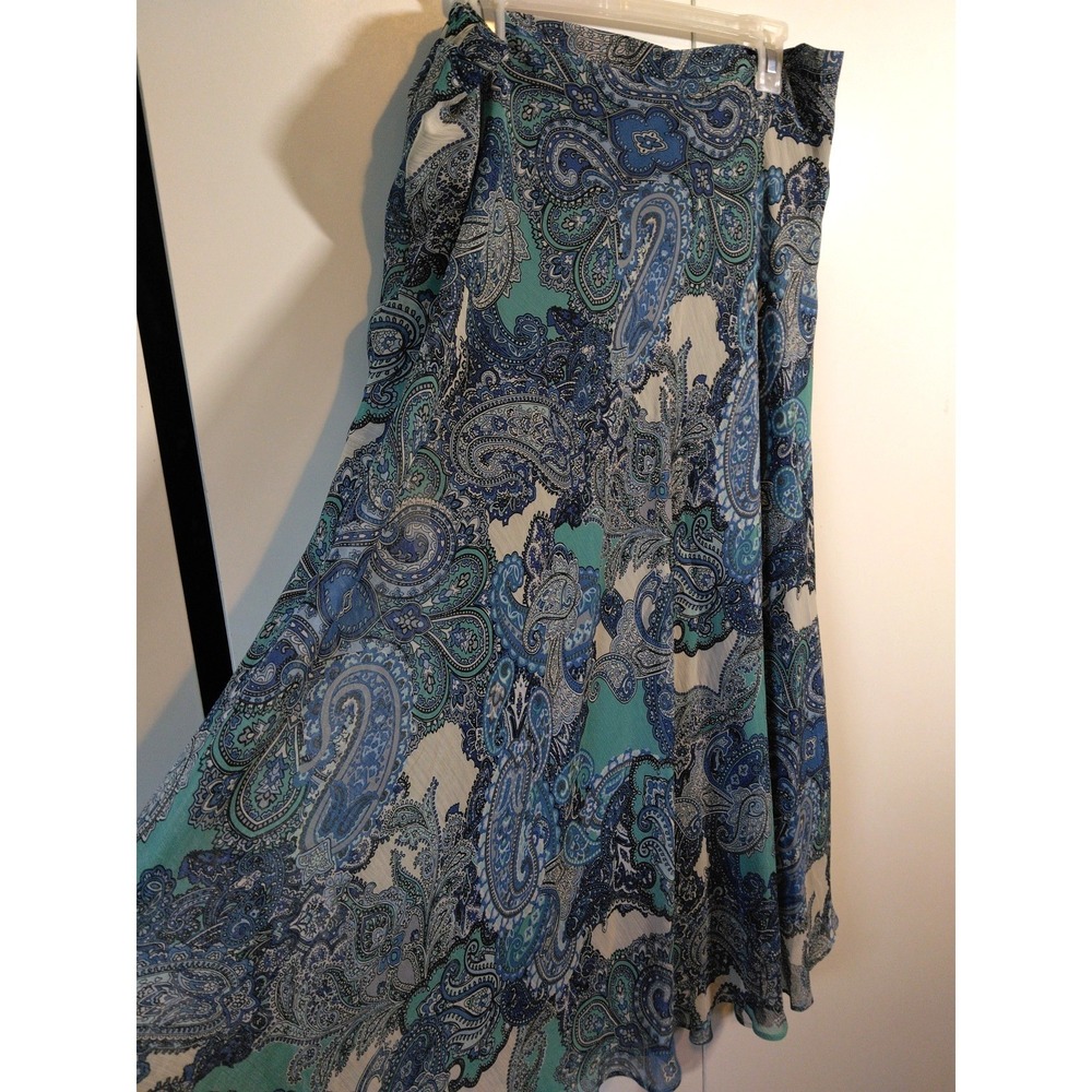Roz and Ali Paisley Print Boho Flowy Maxi Skirt Size 1x  90s Vintage Elegant